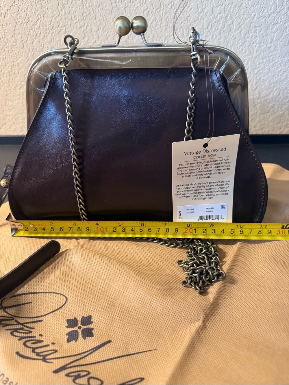 Patricia Nash Iridessa Choco Brn Leather Frame Crossbody Antique Gold Hardware - Picture 12 of 16